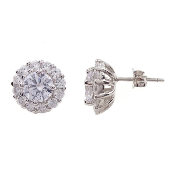 Savvy Cie Jewelry - 💜SOLD💜Savvy Cie Rhodium Plated CZ Halo Earrings